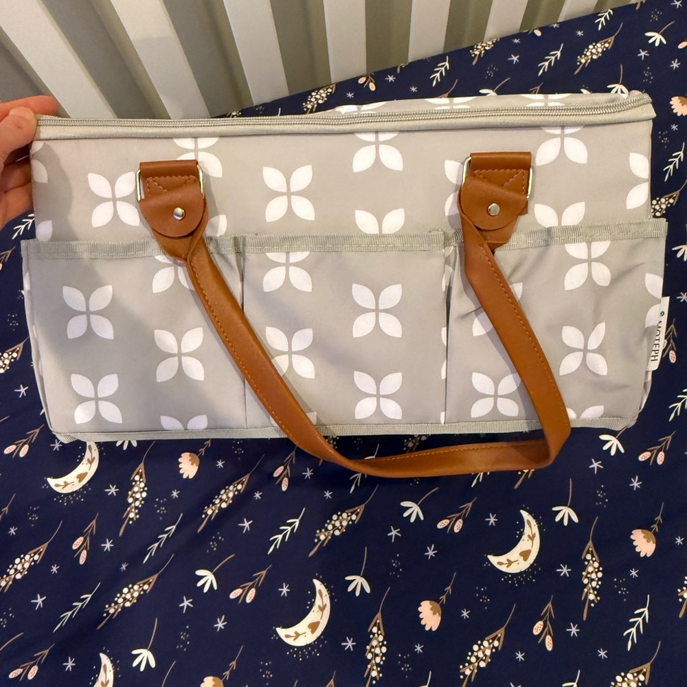 Stylish Gray and Brown Diaper bag